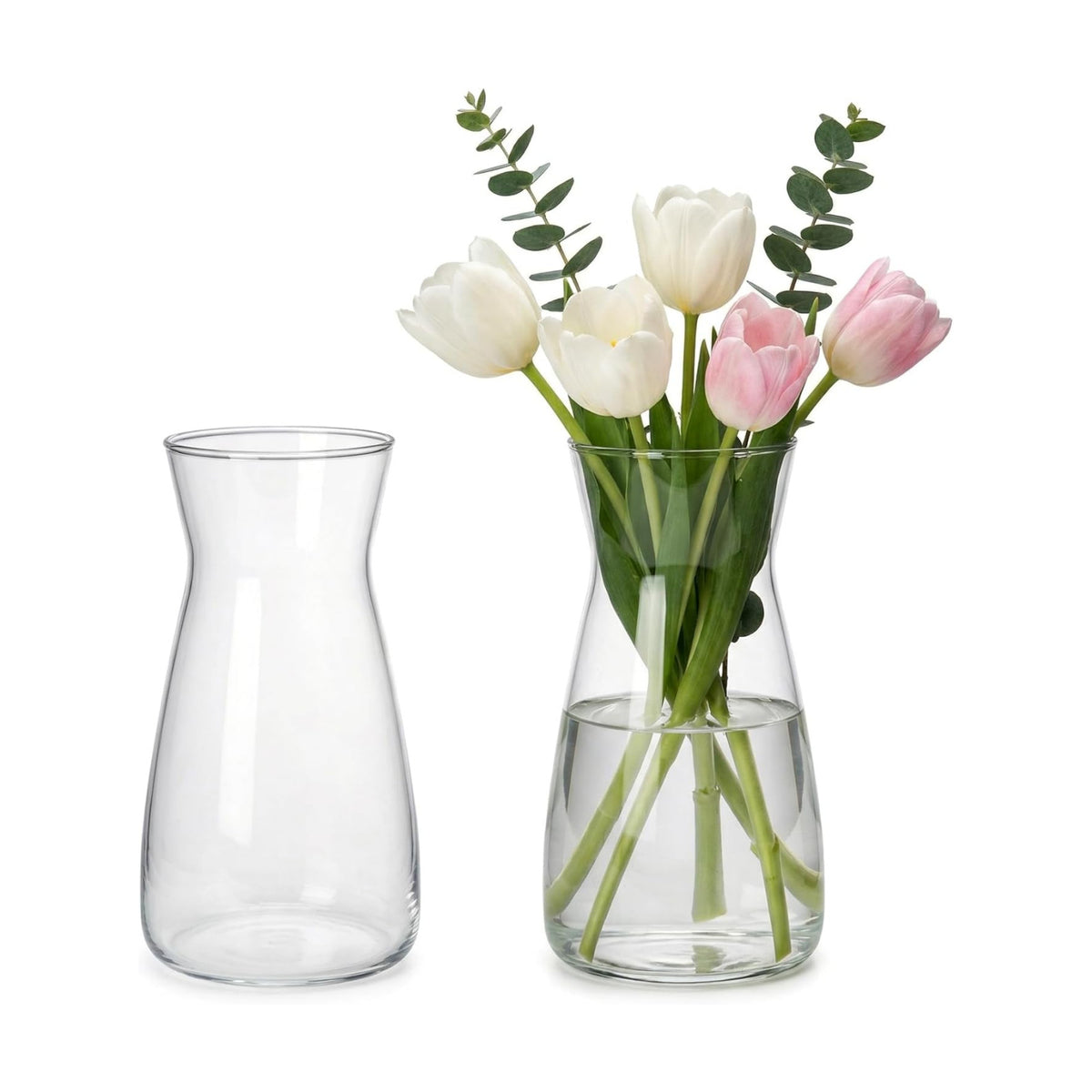 8 inch Glass Flower Vases for Flower 2 Pack,Clear Glass Vases