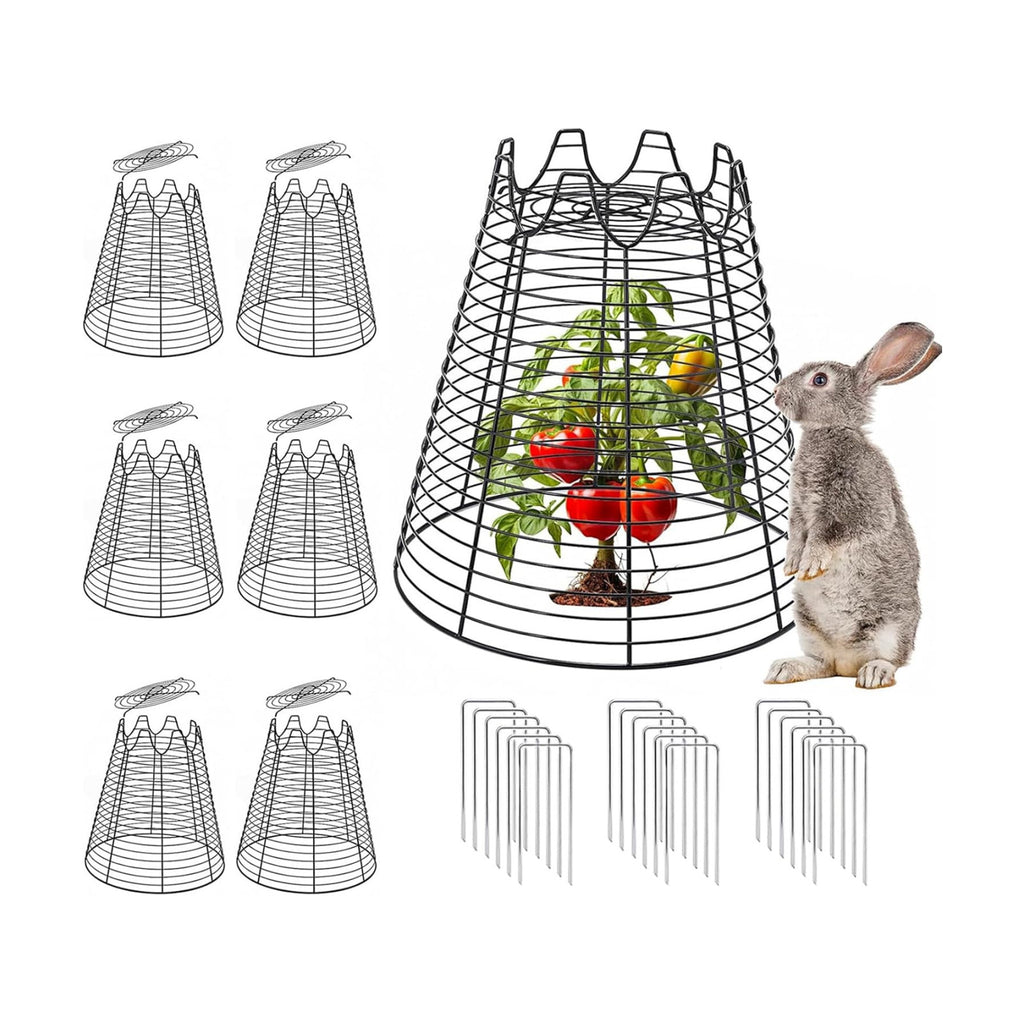 6 Pcs 11.6"×11.6" Garden Cloches for Plants, Sturdy Metal Plant Cages to Keep Animals Out, Reusable Wire Plant Covers