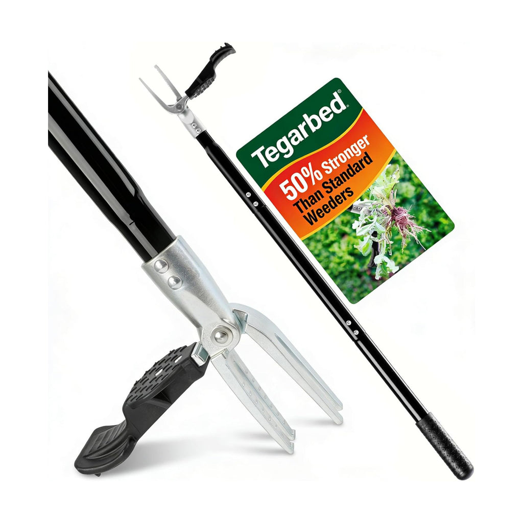 Stand Up Weed Puller Tool, 4-Claw Steel Head Heavy Duty Weeder, Adjustable Long Handle Garden Weeding Tool for