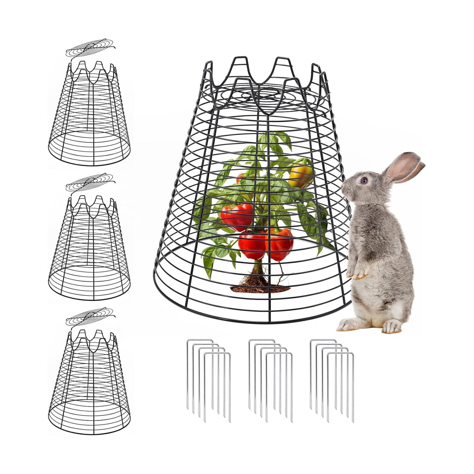 4 Pcs 11.6"×11.6" Plant Protectors from Animals, Sturdy Metal Plant Cages for Outdoor Plants, Reusable Wire Garden