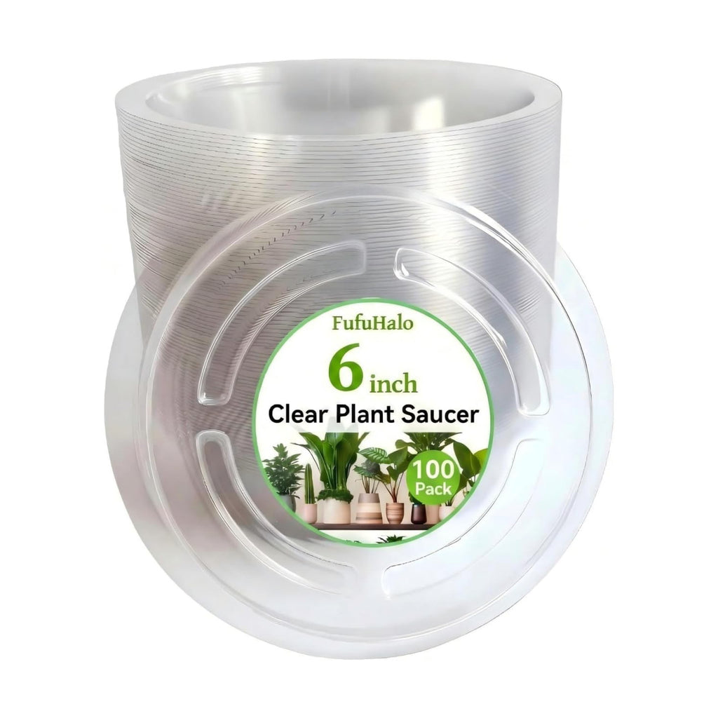 100 Pcs 6 Inch Clear Plant Saucers Bulk, Plastic Plant Saucer | Durable Plant Pot Saucers, Plant Drip Trays Used for
