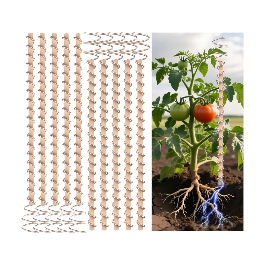 17" Electroculture Plant Stakes, 10 Pack Long Available Copper Garden Stake, Electroculture Copper Coil Wire Antennas