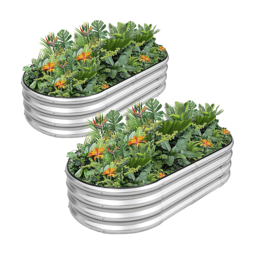 G GOOD GAIN 2Pcs Raised Garden Beds Galvanized, Planter Boxes Kit, Oliver | 4x2x1ft, Rust-Resistant, Bottomless, Safety