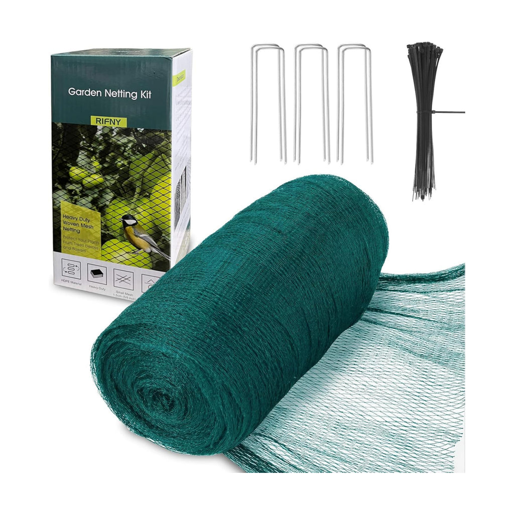 RIFNY Bird Netting for Garden Protection, 13 x 40FT Mesh Garden Netting | Heavy Duty Anti Bird Net with Staples for