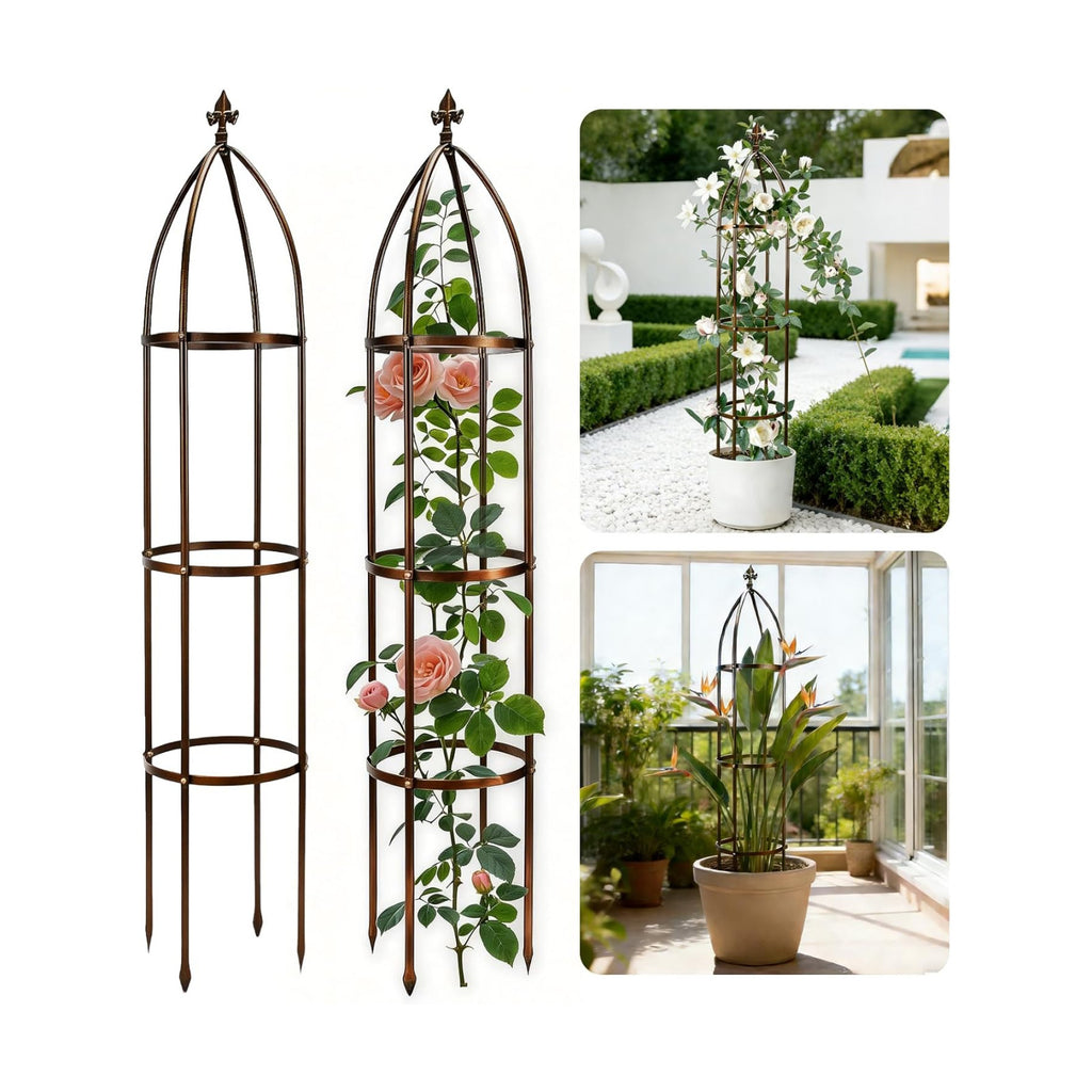 6.3FT, 100% Metal Thickened Garden Obelisk Trellis for Climbing Plants | 16mm Thick Steel Tubes, Sturdy Garden Trellis