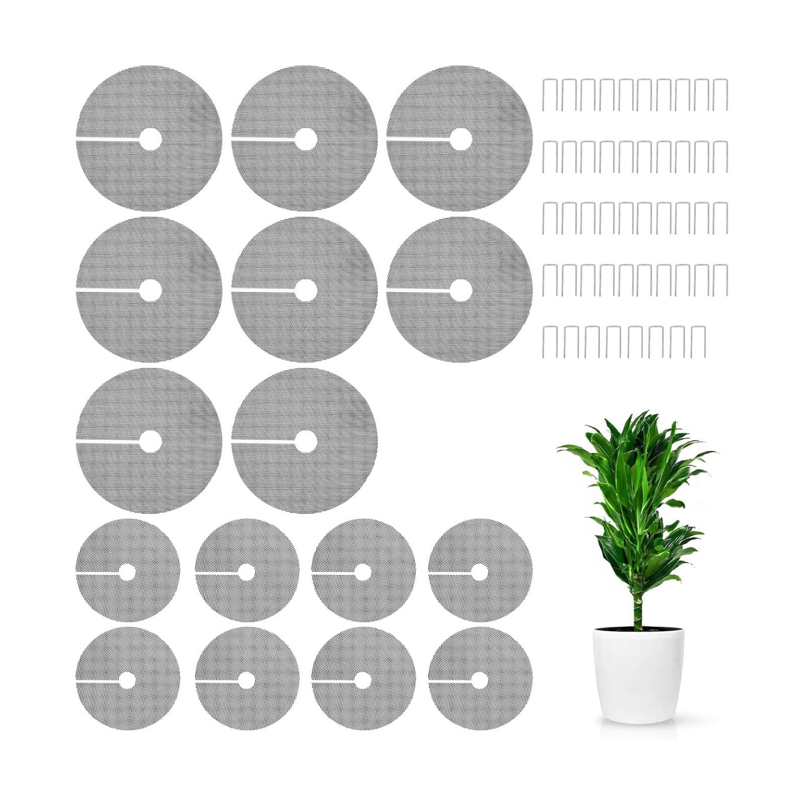 16PCS 15.7 Inch Plant Pot Grids and 11.8 Inch Plant Pot Grids Includes 48 Ground Stakes, Plant Pot Soil Cover