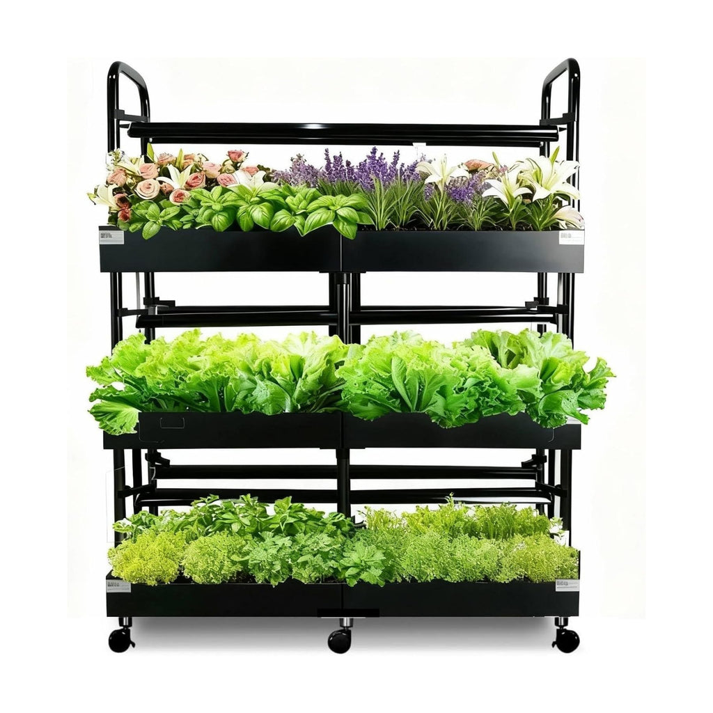 3-Tier Hydroponics Growing System, 88 Pods with LED Grow Lights | 3-tier, dual pump, dual medium, 88 pods, full