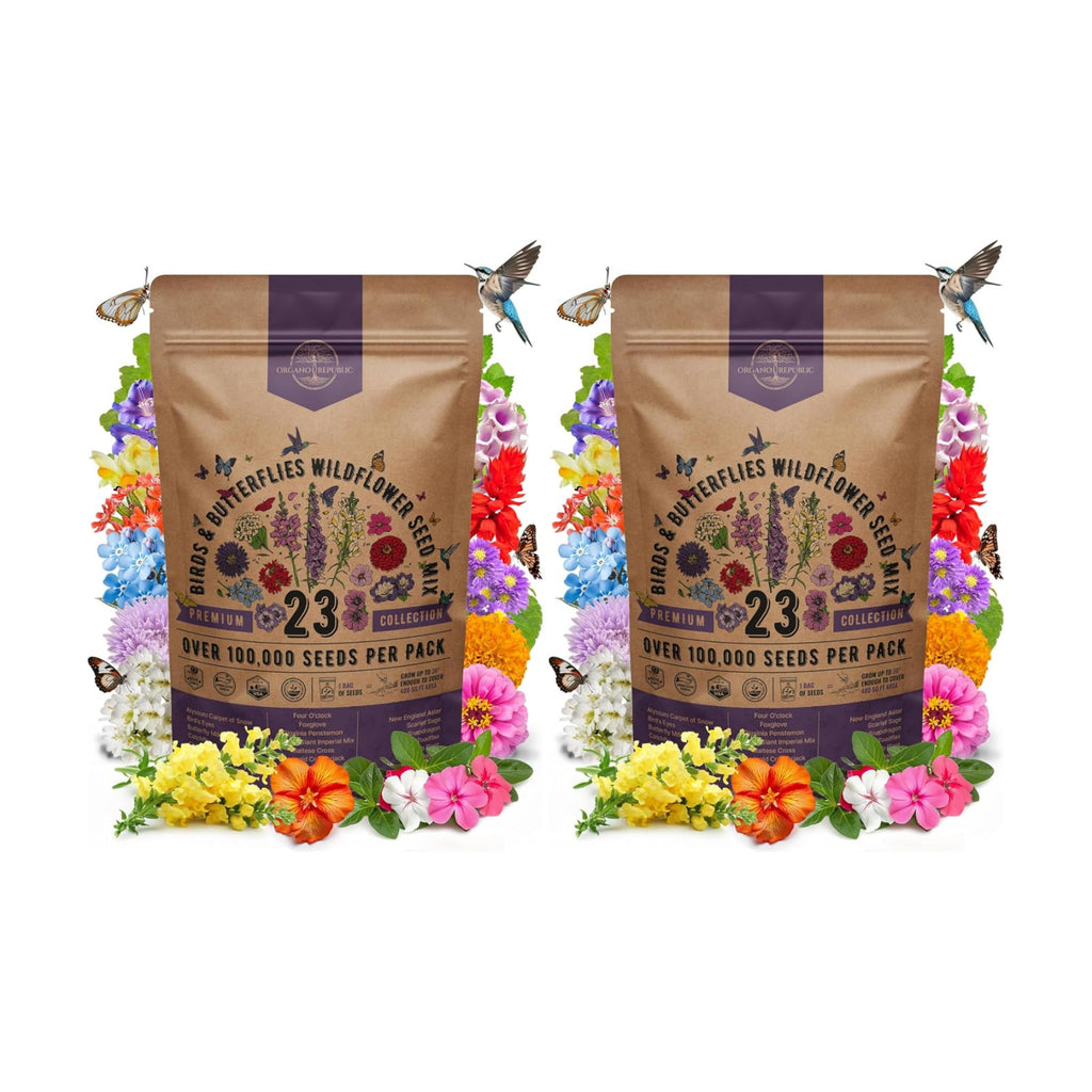 23 Wildflower Seeds Annual & Perennial Mix for Indoor & Outdoors, Attract Birds & Butterflies 100,000+ Non-GMO