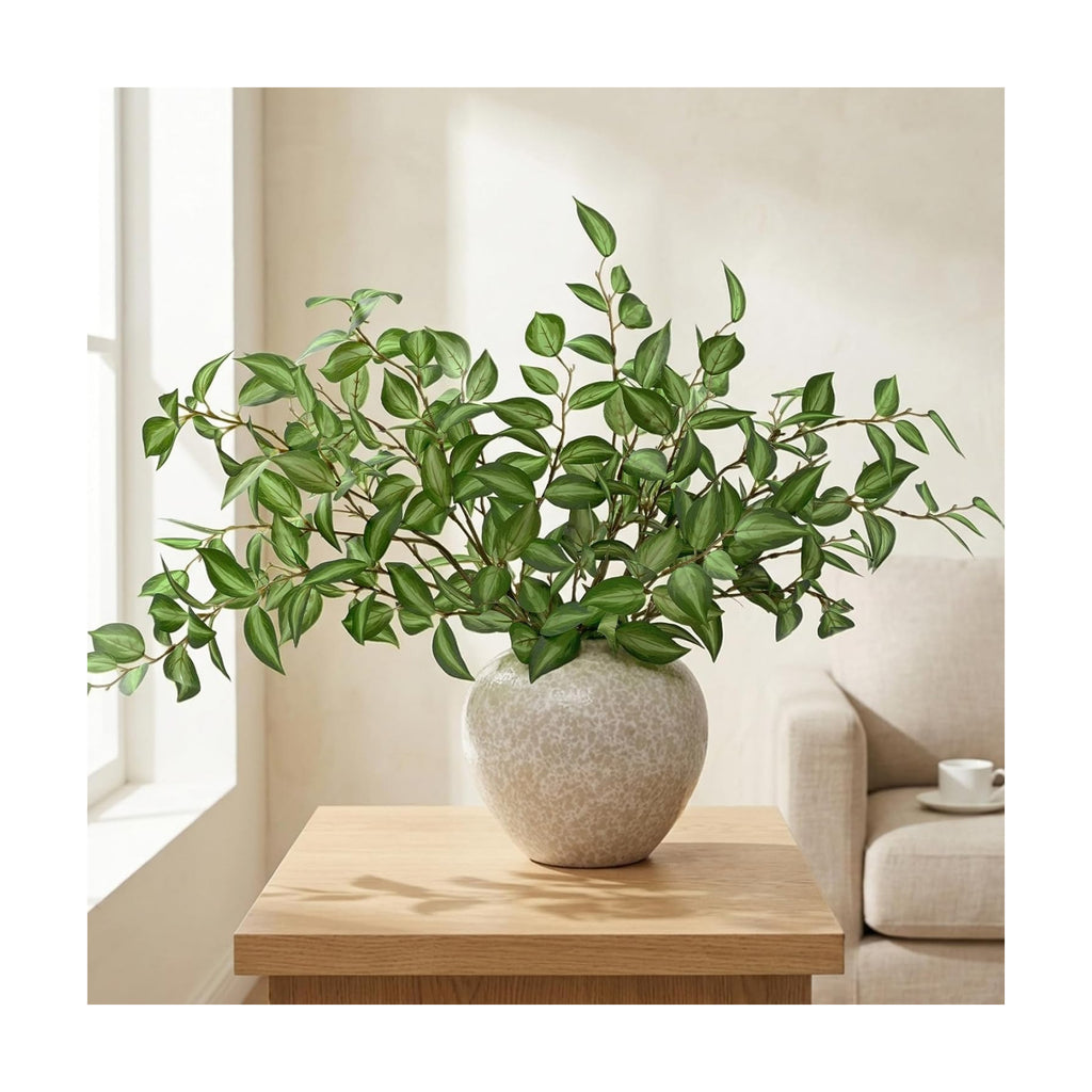 Waipfaru 5PCS Greenery Stems for Vases, 32.7 inch Artificial Eucalyptus Green Fake Leaves Branches, Faux Olive Silk Plants for Centerpieces Vase Filler Home Kitchen Decor