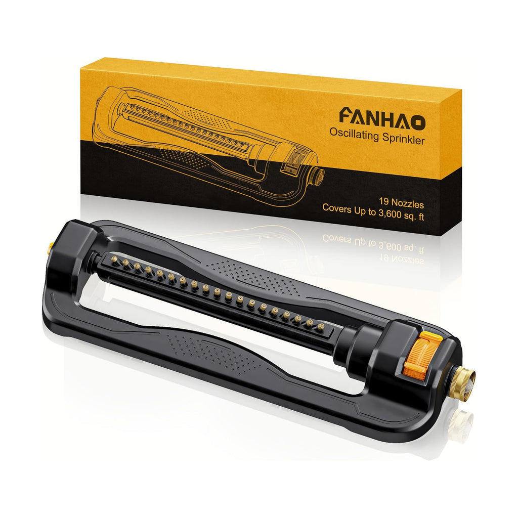FANHAO Oscillating Sprinkler for Yard, Garden and Flower Beds, Covers Up to 3,600 sq. ft., Durable Lawn Sprinkler with