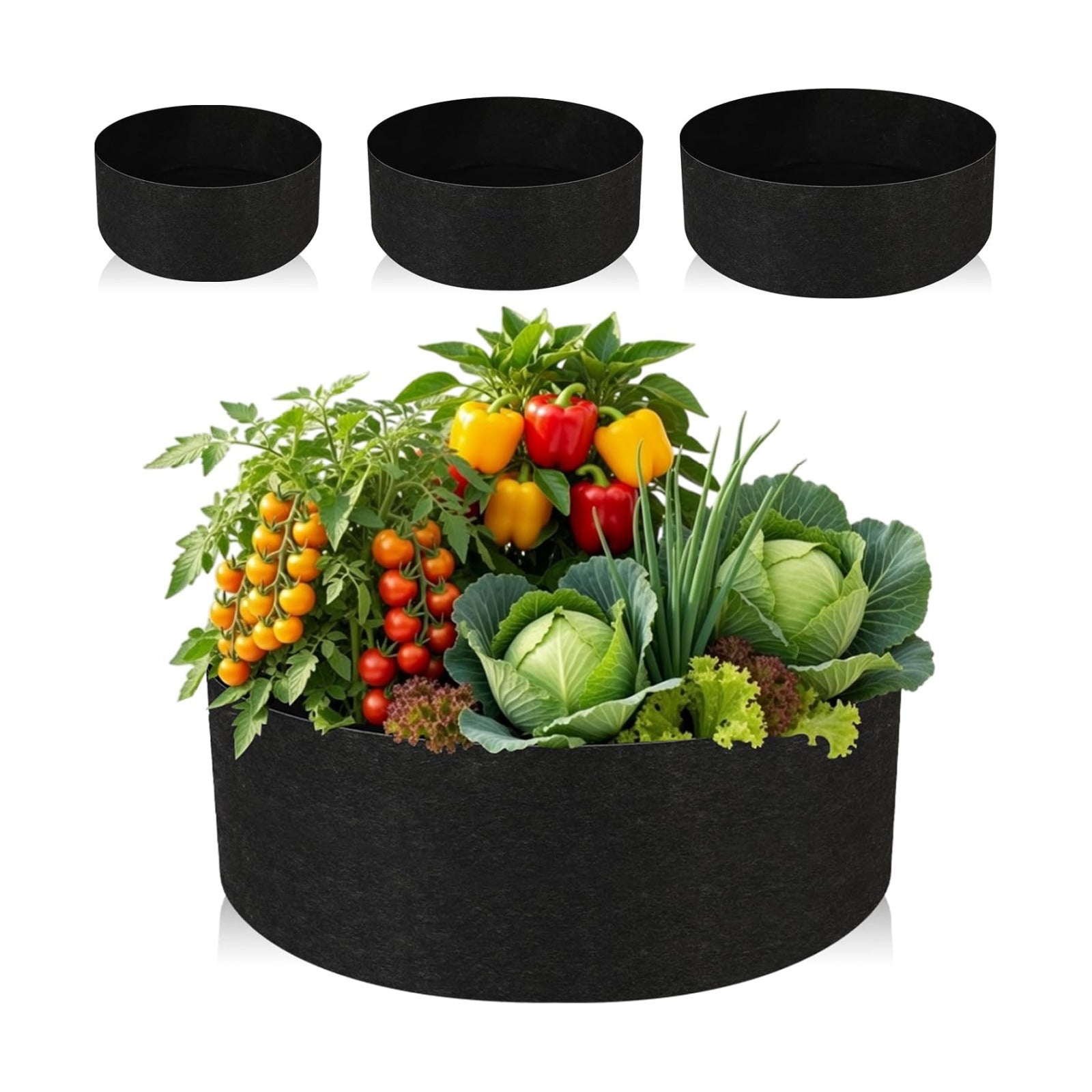 Hushee 3 Pack Plant Grow Bags 50/95/100 Gallon Large Round Grow Bags Raised Garden Beds Planters Pots Heavy Duty Fabric