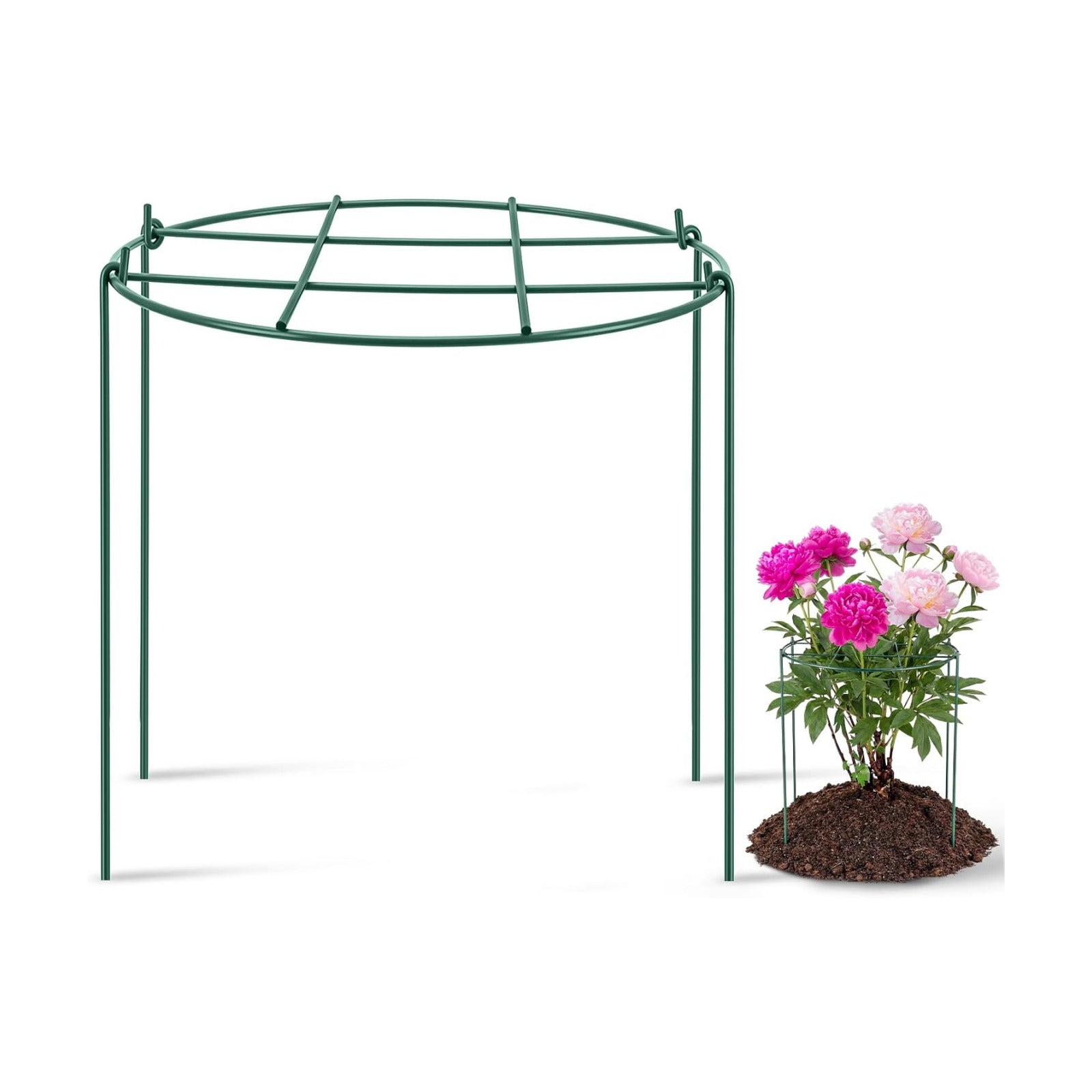 Novabright 1 Pcs 24" H x 20" D Large Peony Cage and Support Grow Through Plant Supports Round Garden Flower Stake