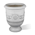 KOL Large Plastic Urn Planter - 16” Dia x 19” H Lightweight Classic Planter Pot with Cement Texture & Drainage Hole