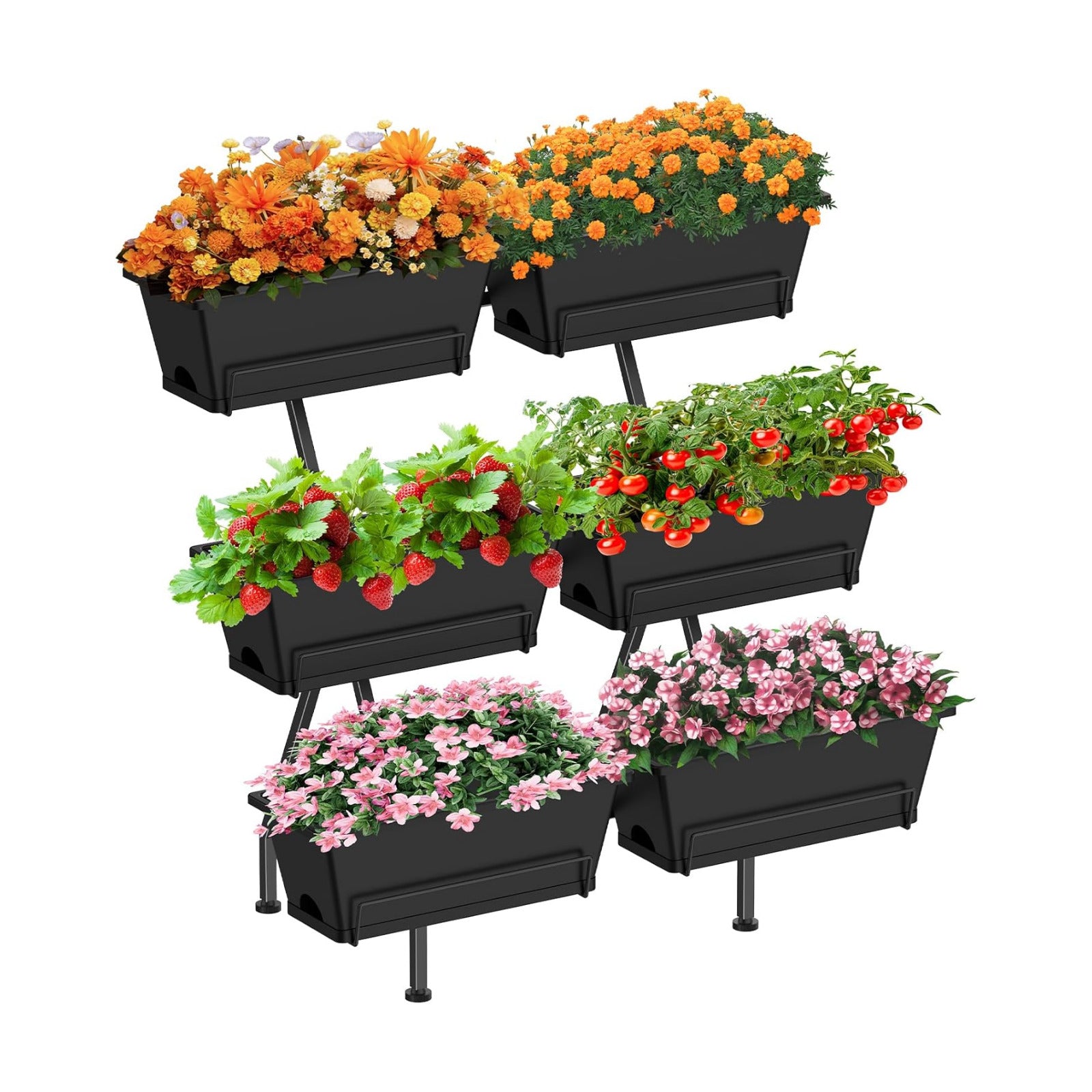 3-Tier Vertical Garden Planter with 6 Boxes, 31" Tall Raised Garden Bed | with Adjustable Feet, Suit for Herbs
