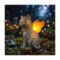 Pet Memorial Angel Cat Statue - Solar Powered Glowing Resin Garden Statue | Waterproof with LED Light Wings, Memorial