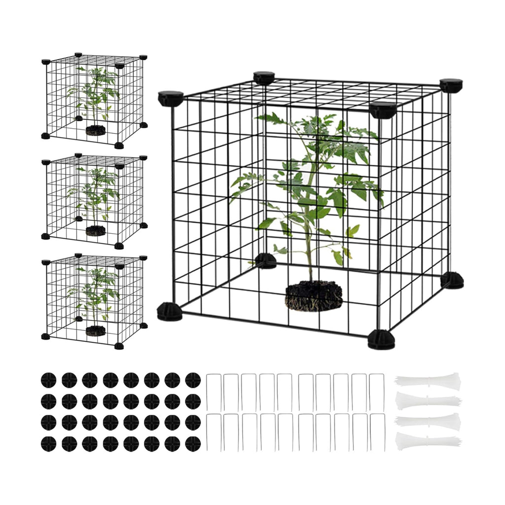 DYAUS 4 Packs Plant Protectors from Animals, Plant Cages for Outdoor Plants, 20Pcs 12"x12" Metal Plant Covers from