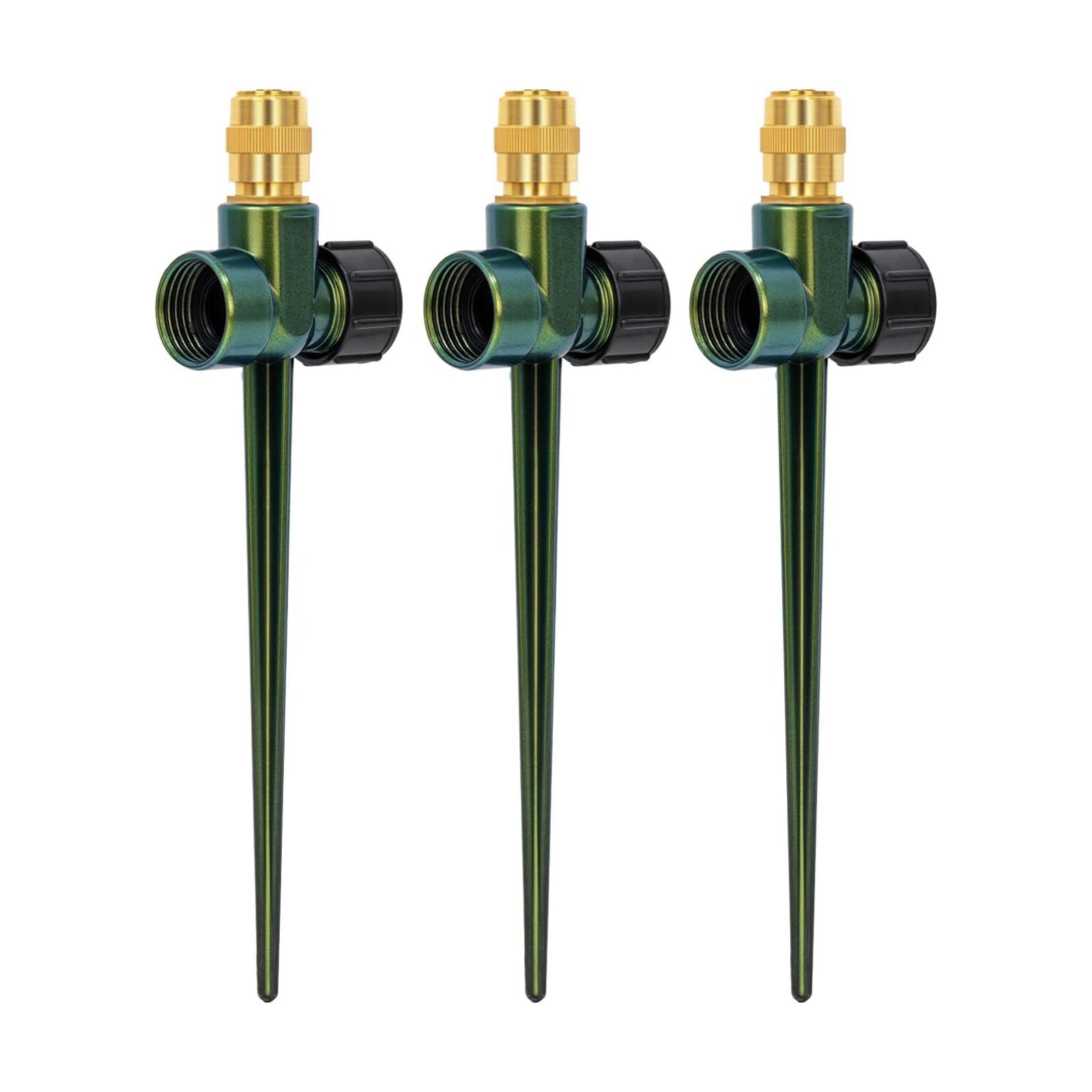 RESTMO 3 Pack Heavy-Duty Full-Metal Lawn Sprinklers for Yard | Durable Brass Nozzle, Premium Sprinkler Spike Base, 360°