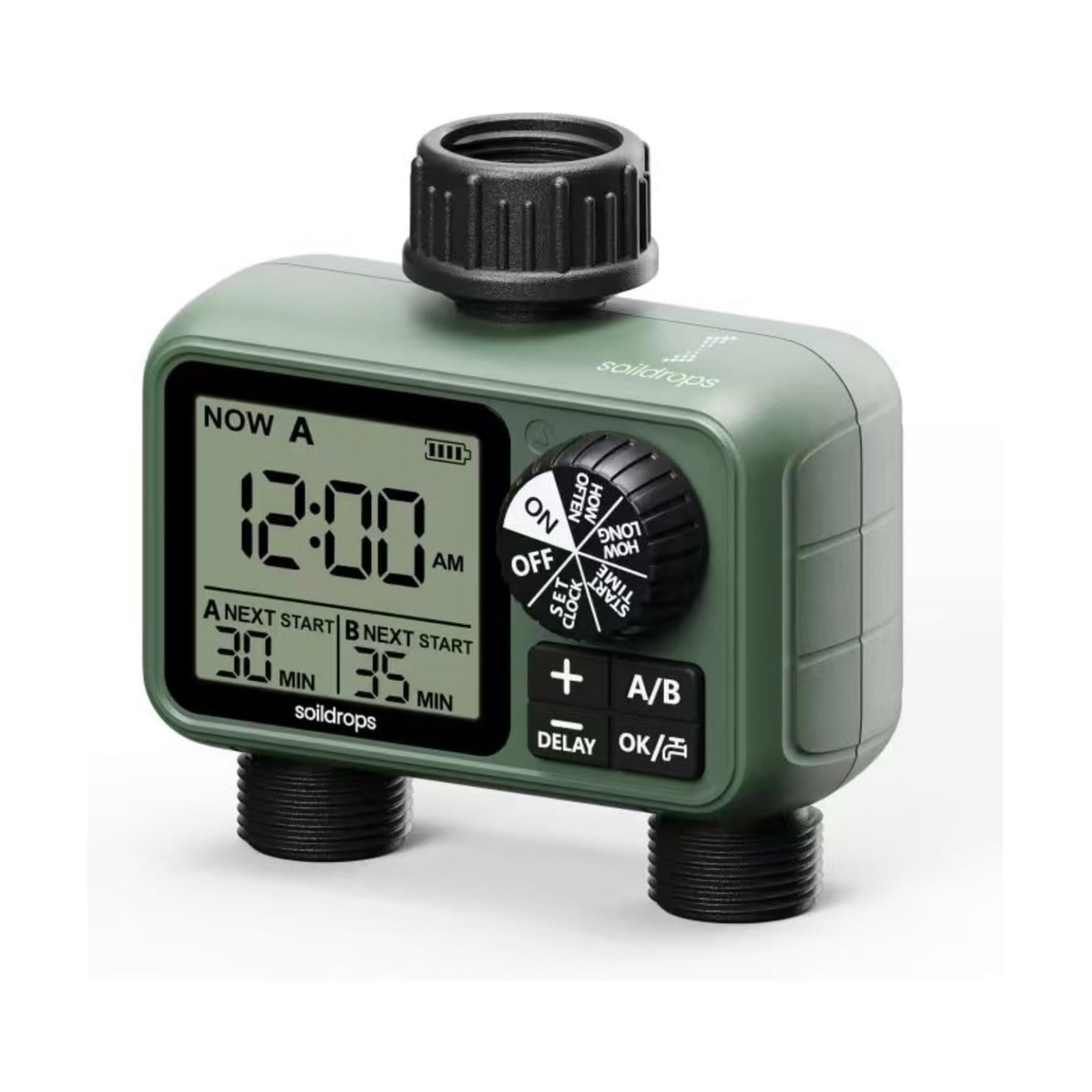 Garden Hose Sprinkler Timer 1 or 2 Outlet Programmable Controller | Self-cleaning valve, rain delay, auto-off, IPX5
