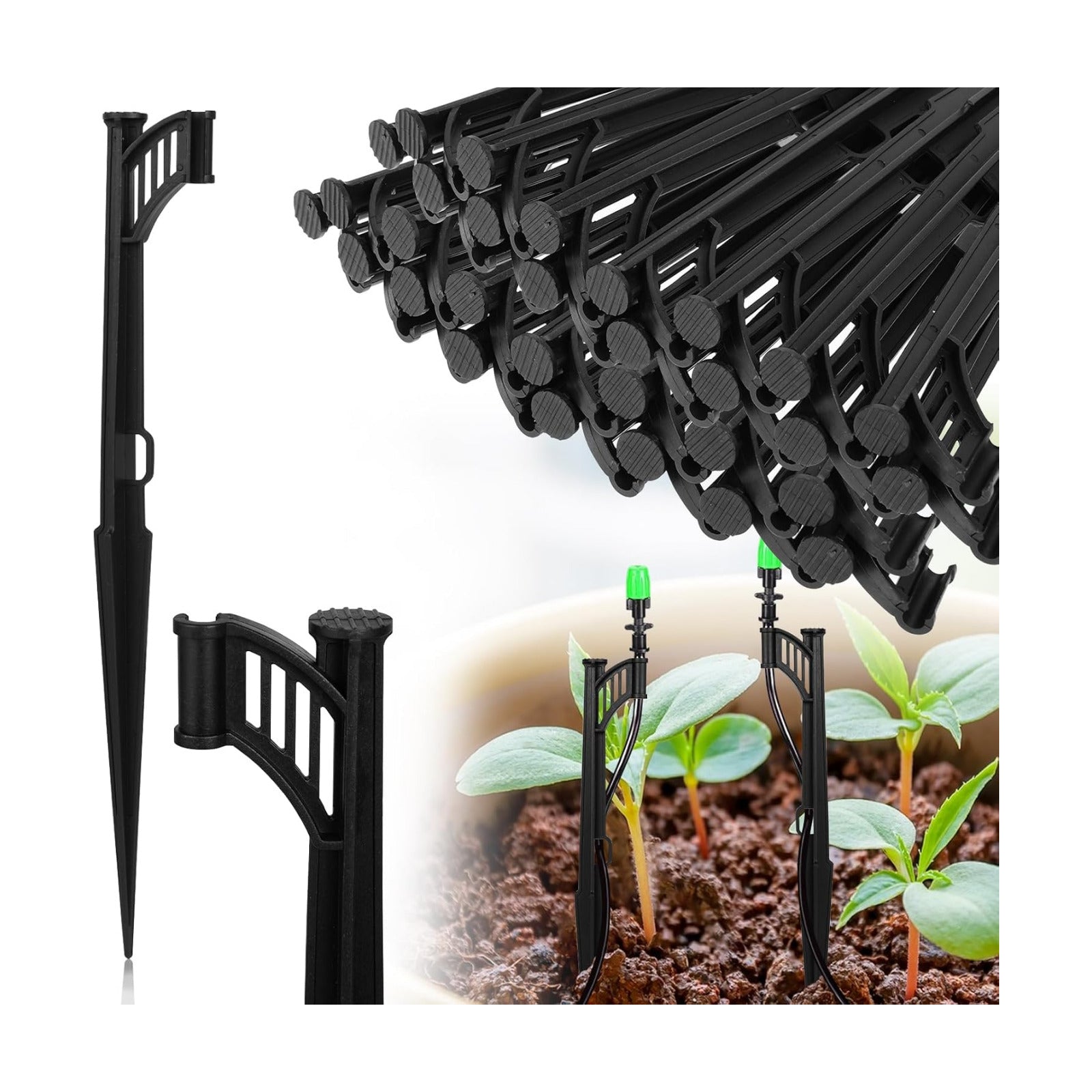 50 Pcs 12.8" Irrigation Drip Support Stakes 1/4 Inch Drip Irrigation Stakes for 1/4 Inch Drip Irrigation Tubing Hose