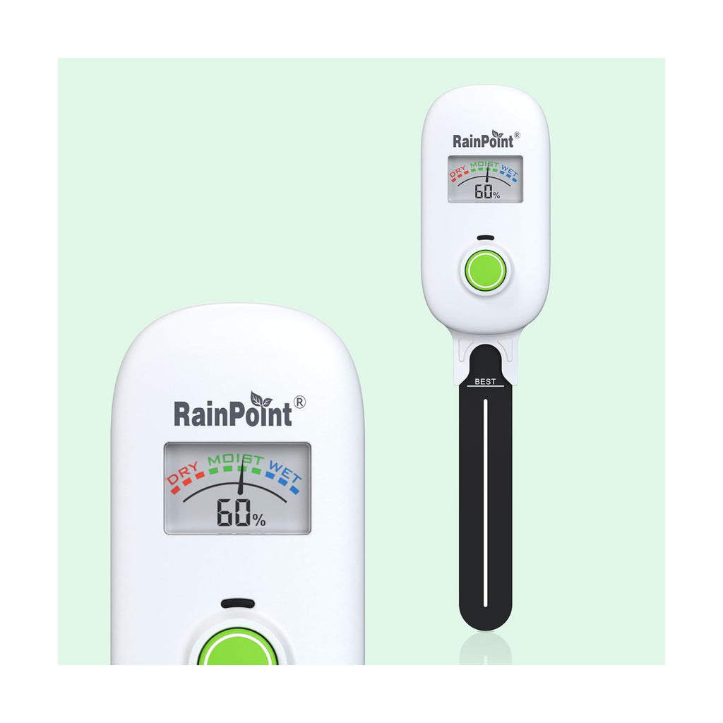 RAINPOINT Smart Soil Moisture Meter,Visual Gauge, Optional WiFi Hub for App | Leave-In Wireless Soil Moisture Sensor