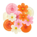 ADLKGG Orange Pink Floral Wall Backdrop, Groovy Sunset Party Decorations