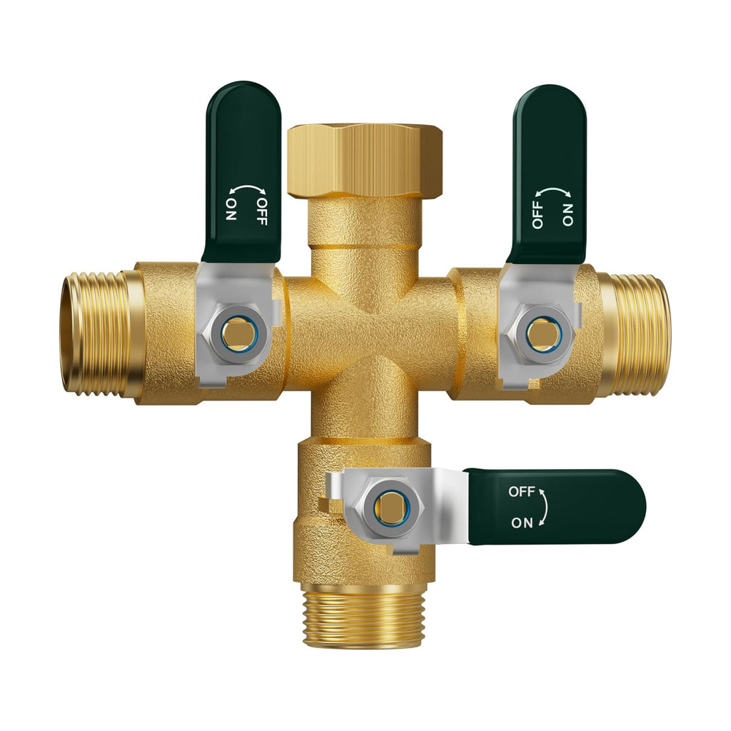 EBH Garden Hose Splitter 3 Way, Heavy Duty Solid Brass Hose Splitter with Shutoff Valves, Water Spigot Splitter With