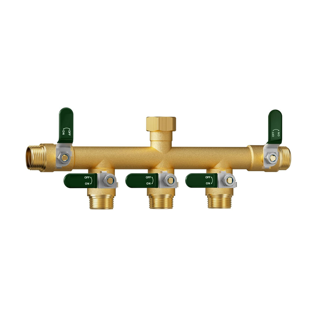 EBH Garden Hose Splitter 5 Way, Heavy Duty Solid Brass Hose Splitter with Shutoff Valves, Water Spigot Splitter With