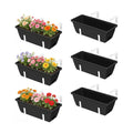 Railing Planter Boxes 6 Pack Window Boxes Planters with Adjustable Brackets | Outdoor Hanging Flower Pots for Railling
