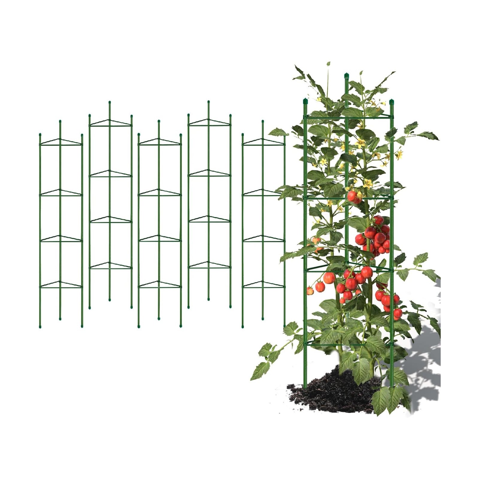 G-LEAF 6 Pack 5ft Tomato Cage for Garden Plant Support, Garden Stakes Tomato Cage, Tomato Cages Plant Stakes for