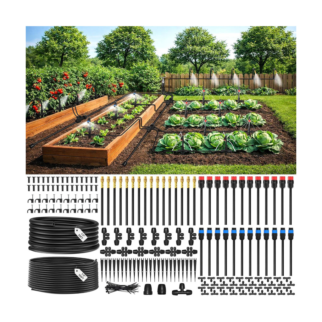 MIXC 2026-Upgrade 360° Adjustable Drip Irrigation System Kit, 200FT Bendable Watering Misting System with 3 Spray