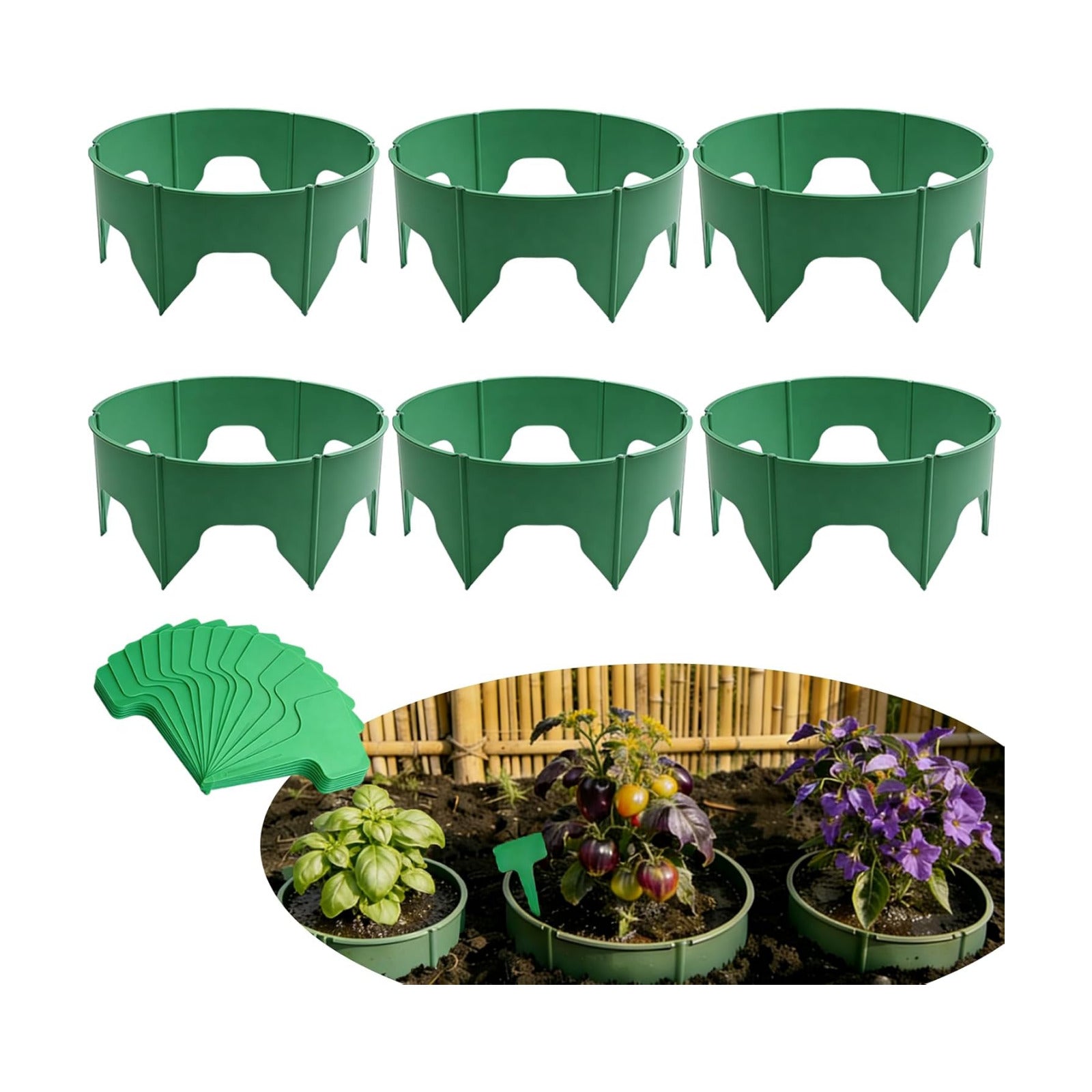 36 Pcs Planting Grow Rings Adjustable Plant Support Rings ，Interlocking Garden Plant Ring,Included 30pcs Plant