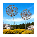 Rustic Dandelion Garden Stakes 2 Pack, 3D Rusty Metal Flowers Sculpture | Decorative Garden Stake, Outdoor Yard Art