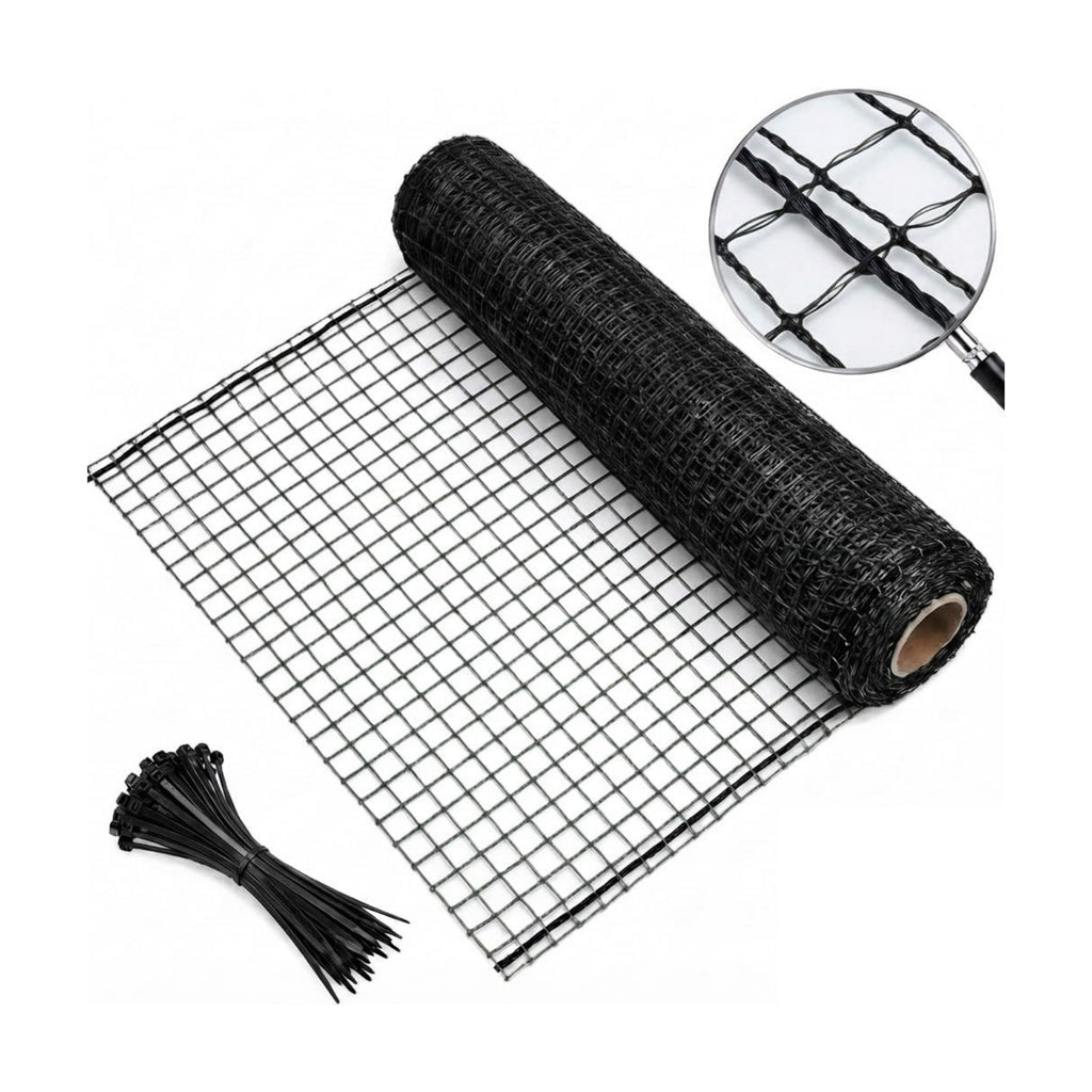 7x100ft Deer Fence Garden Netting 50GSM Square Mesh HDPE Black | Bird Netting And Fruit Tree Netting Shields