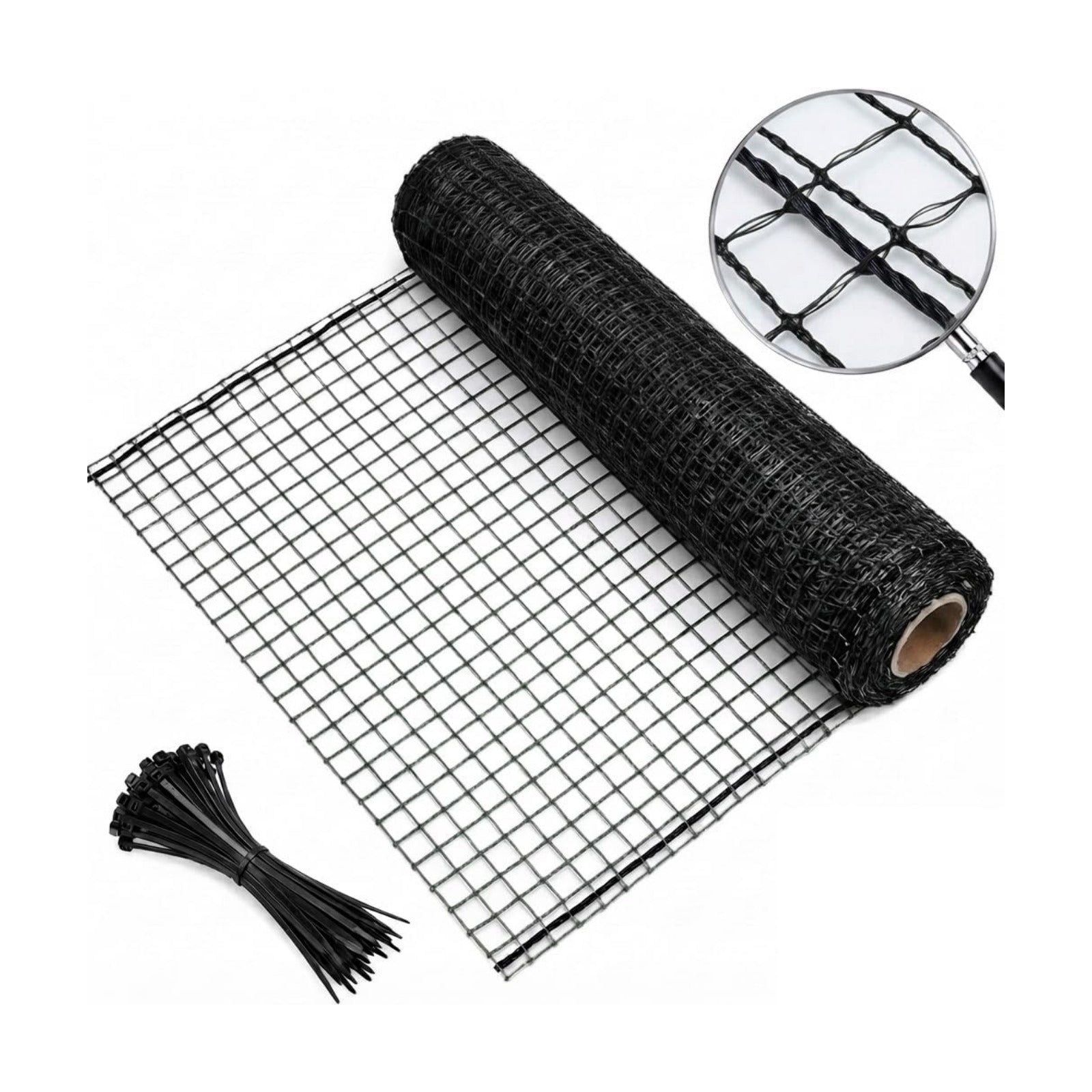 7x100ft Deer Fence Garden Netting 50GSM Square Mesh HDPE Black | Bird Netting And Fruit Tree Netting Shields