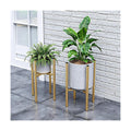 Adjustable Metal Plant Stand Indoor, Fits 8-14 Inch Pots, Mid Century Modern Gold Planter Holder,2 Heights, Heavy Duty