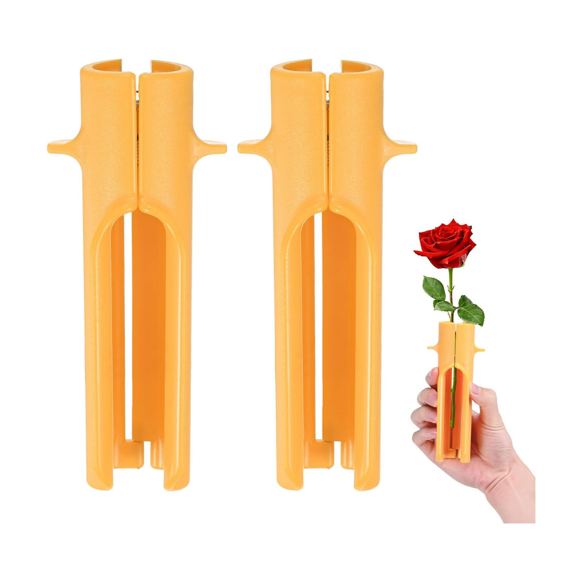 M METERXITY 2-Pack Rose Thorn Stripper Tool, Plastic Metal Rose Stem Leaf Thorn Stripper for Bouquets Pruning Branches/Floral Arrangement, Flower Stripping Tool Remove [Yellow]