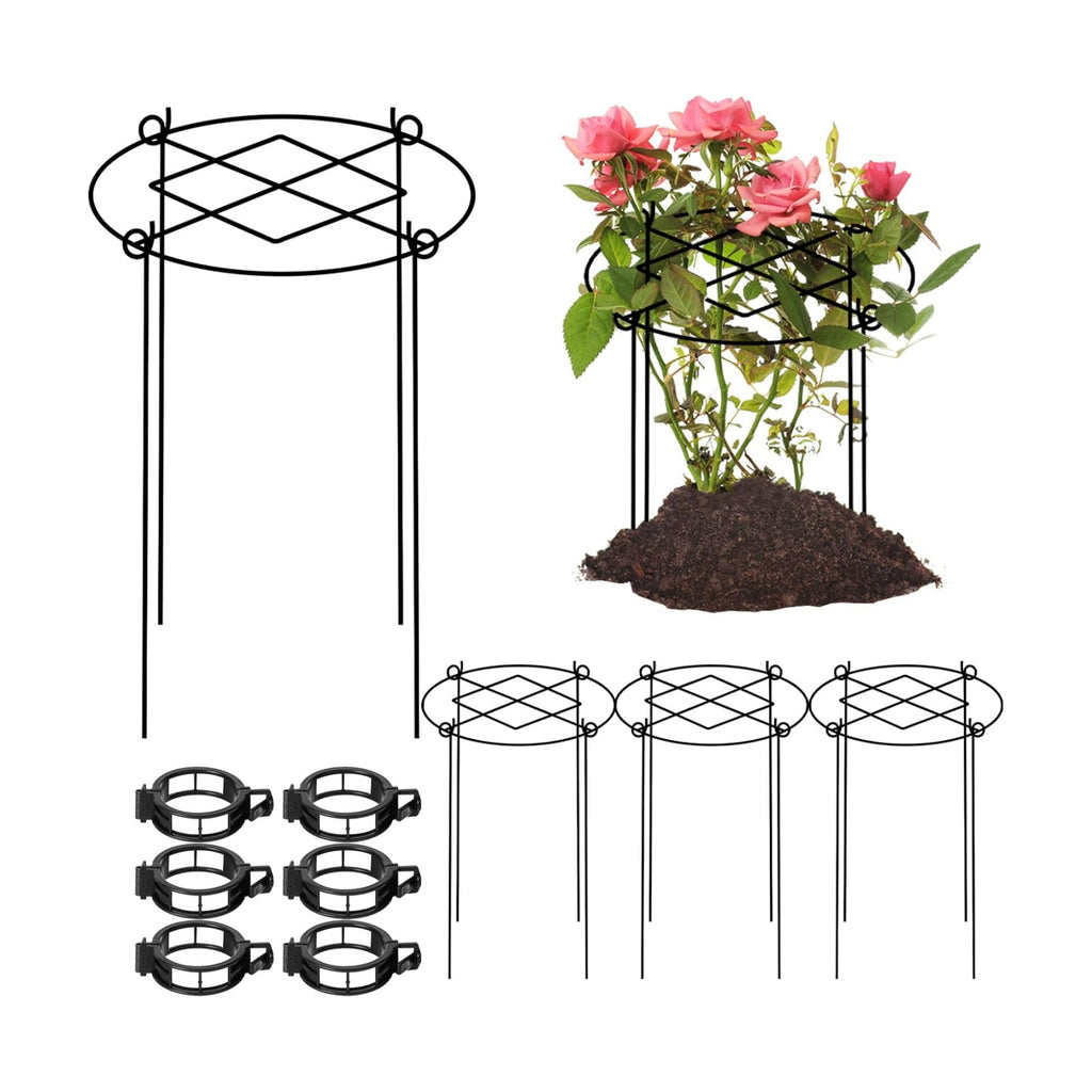4 Pack Peony Cages and Supports, 11.5" x16" Heavy Duty Metal Plant Support | Rust-Proof Grow Through Flower Cage