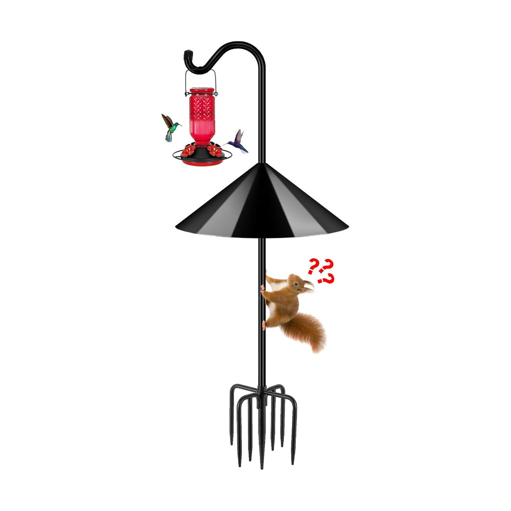FEED GARDEN 92’’ Bird Feeder Pole Squirrel Proof 1 Pack, Adjustable Tall Shepherds Hooks for Outdoor with 7 Prongs Base, Heavy Duty Shepherd Hook with Baffles, Pole for Bird Feeder, Plant Baskets