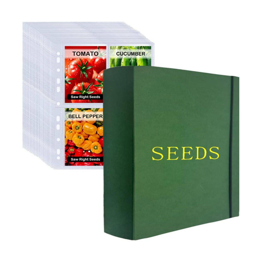 Extra Large Seed Storage Organizer Binder,3 Ring Seed Packet Organizer | with 200 Pockets(50 Pack Clear Sheet