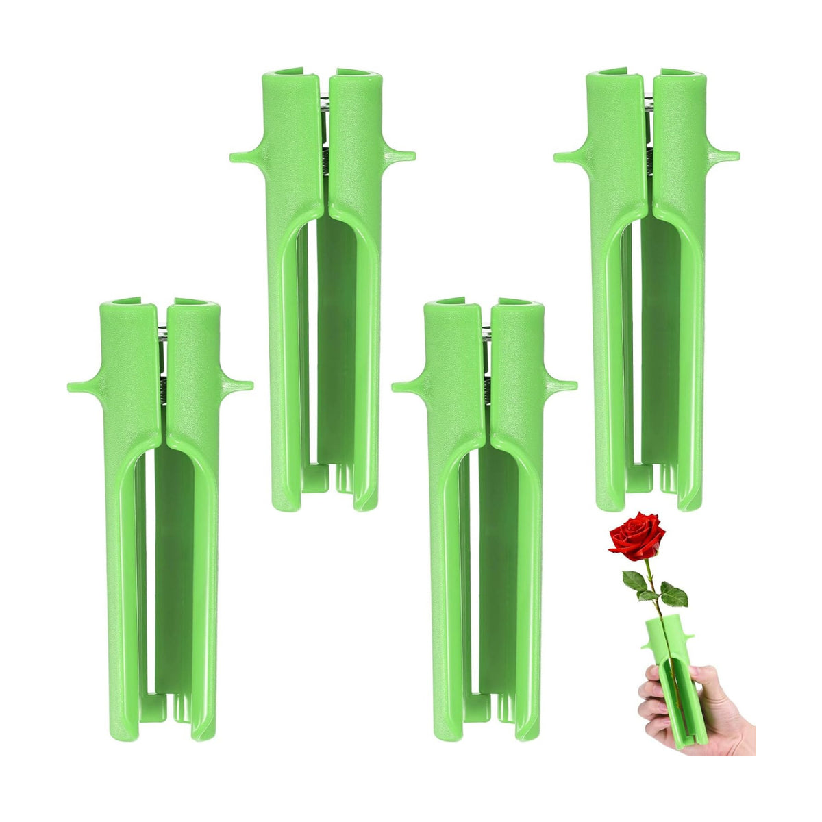 M METERXITY 4-Pack Rose Thorn Stripper Tool, Plastic Metal Rose Stem Leaf Thorn Stripper for Bouquets Pruning Branches/Floral Arrangement, Flower Stripping Tool Remove [Green]