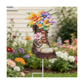 Garden Decor for Outside, 23" Decorative Garden Stake Metal Boot Flowers | Yard Art Stake for Outdoor Lawn Backyard