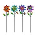 Calenzana Metal Flower Garden Stakes for Outside Set of 4, Flower Garden Decor with Shaking Head for Yard Porch Lawn