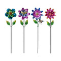 Calenzana Metal Flower Garden Stakes for Outside, 4 Pack Flower Garden Decor with Shaking Head for Yard Porch Lawn