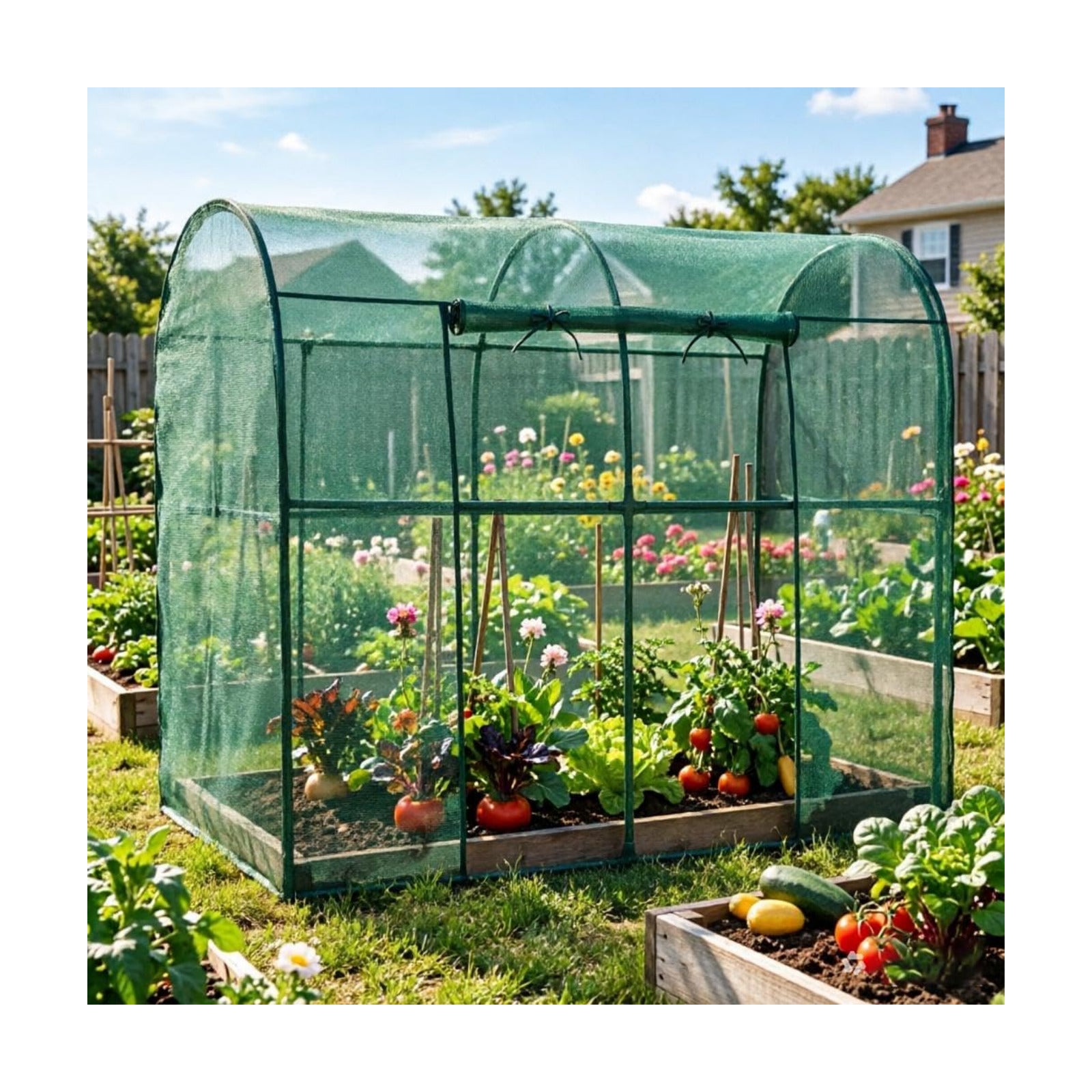 Crop Cages for Garden Plant, Plant Protection Tent with Zippered Door, Raised Bed Cover, Garden Bed Cover with Frame
