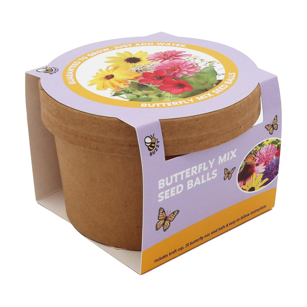 BUZZY Seeds 20 Colorful Wildflower Seed Balls – Toss, Scatter, and Grow a Garden of Bright Blooms, Over 50 Seeds Per