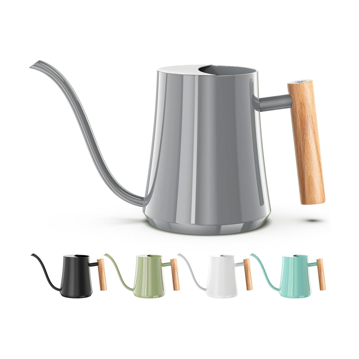 Green Moon 1L/35oz Metal Watering Can Indoor with Long Spout, Gray