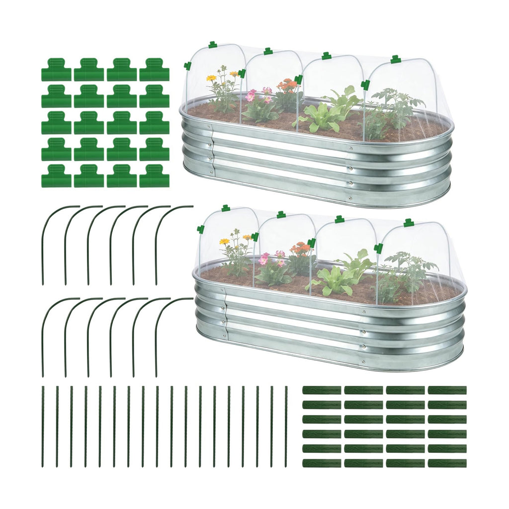 Fayoo Garden Netting Cover Kit with 60 Hoops & 20 Clips, 2 Pack | 0.04in Hdpe Fine Mesh, Plastic-Coated Metal Hoops