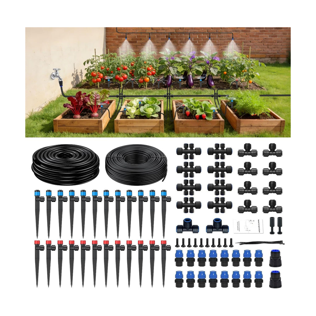 250FT Drip Irrigation System Kit New Quick-Connect, Automatic Garden Watering Misting System for Greenhouse, Yard