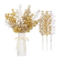 Geosar 36 Pcs Christmas Glittered Berries Stems, Gradient Gold