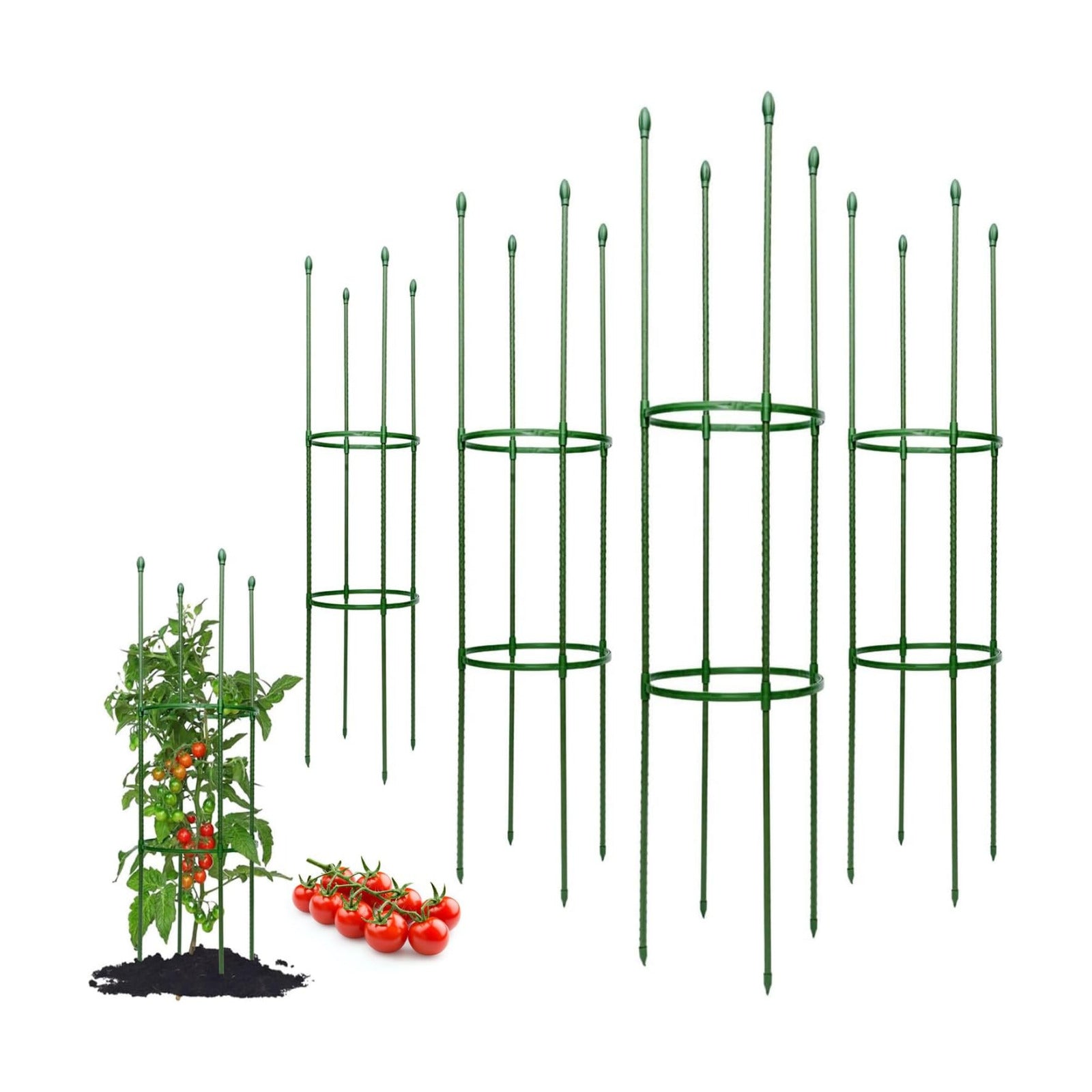 Tomato Cages for Garden&Pots, 4 Pack 50" Plant Support Trellis for Tomatoes, Cucumbers, Beans | Heavy-Duty Steel with